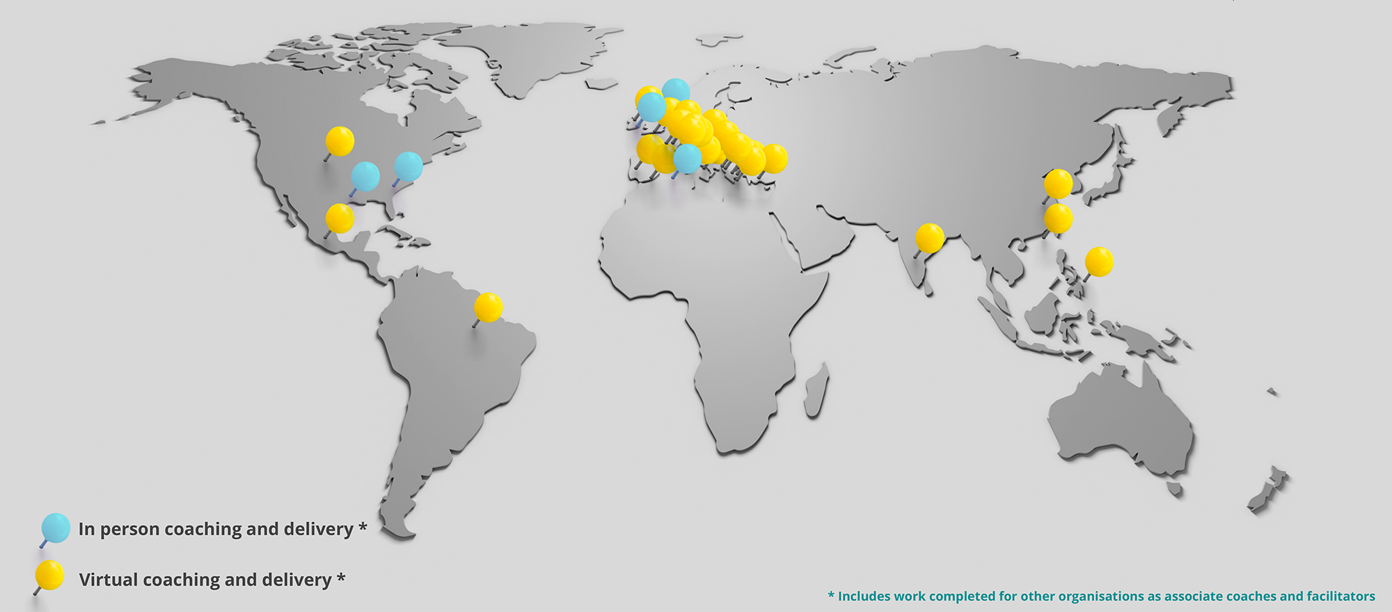 Map showing where YOU. Development has provided training and development across the globe.
